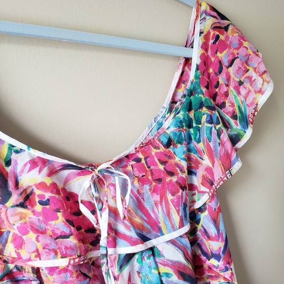 J. Crew pink preppy pineapple flutter tank blouse - Picture 2 of 4